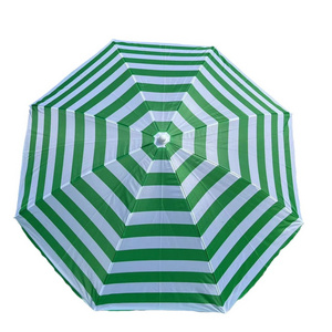 Factory direct sales inventory 1.6m green and white stripe shade beach umbrella outdoor garden sun umbrella with logo printing