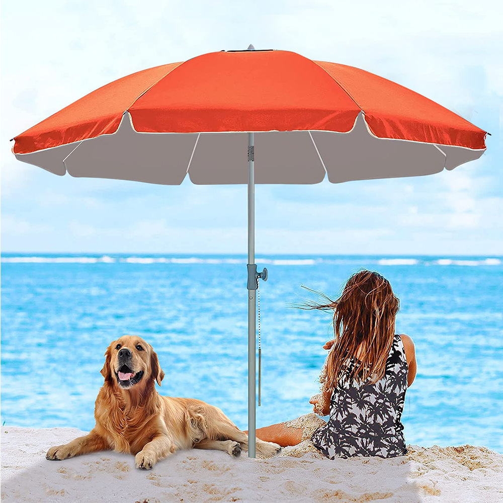 Advertising Sun umbrella 48 inches promotion custom orange red sun umbrella UV protection outdoor beach shade large umbrella