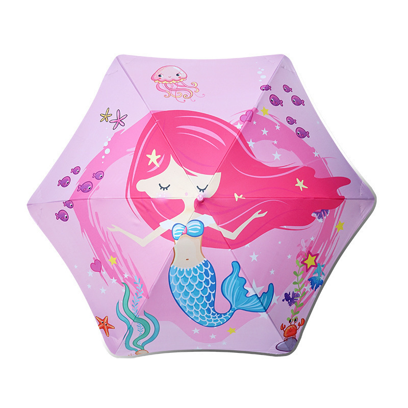 Safty Kids Umbrella Manual Open 90cm Diameter 8 Ribs Fiberglass Cute Cartoon Animal Children Umbrella Mermaid Princess