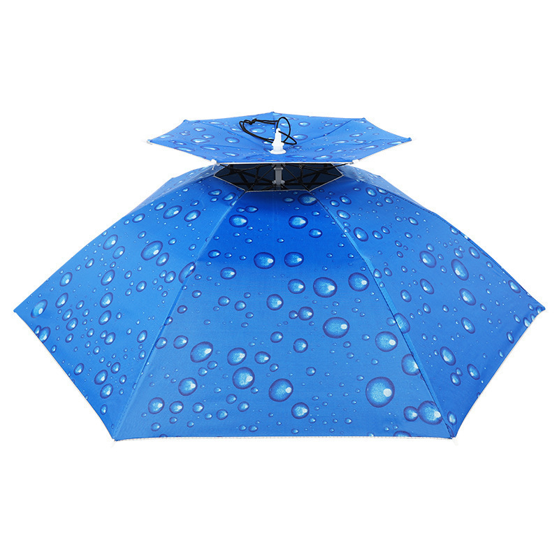 Custom Double layer large hat umbrella windproof Fishing umbrella UV-protection outdoor Umbrella