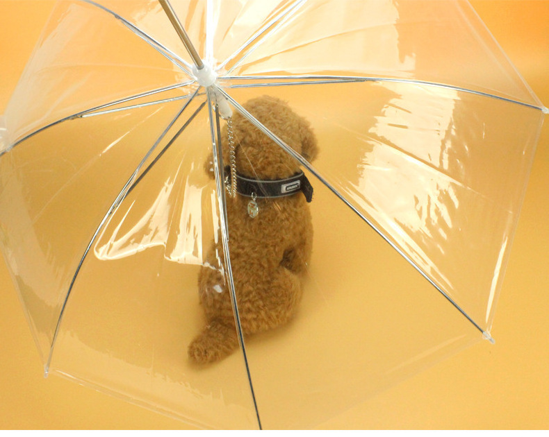 Dog umbrella 2024 hot sale Transparent clear waterproof pet rain gear dog cat umbrella