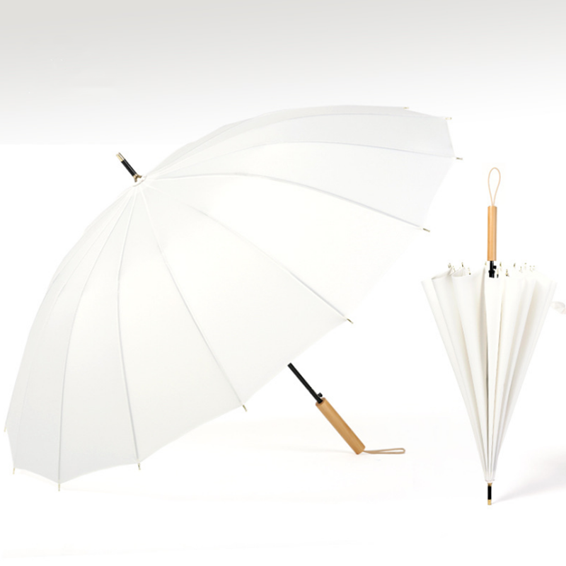 High quality best selling 23 inch Straight Custom fabric outdoor fashion Sunny and Rainy wooden handle Umbrella