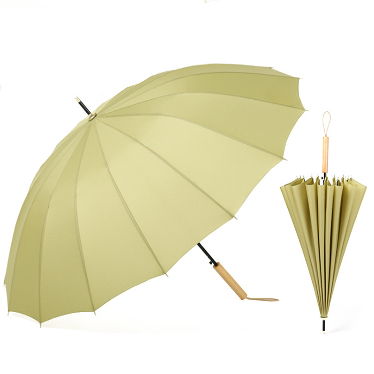 China Factory  High Quality  23 inch 16K Business Golf Umbrella With Wooden Handle OEM