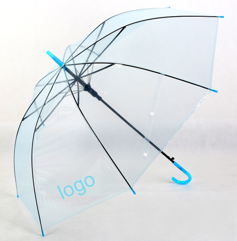 21inch*8k clear transparent umbrella straight umbrella with logo prints