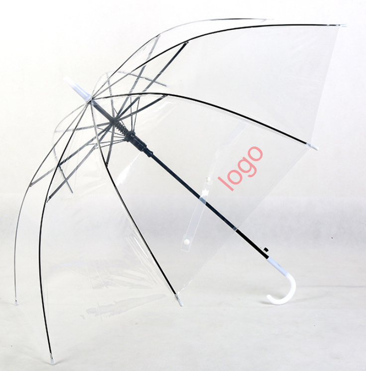 21inch*8k clear transparent umbrella straight umbrella with logo prints