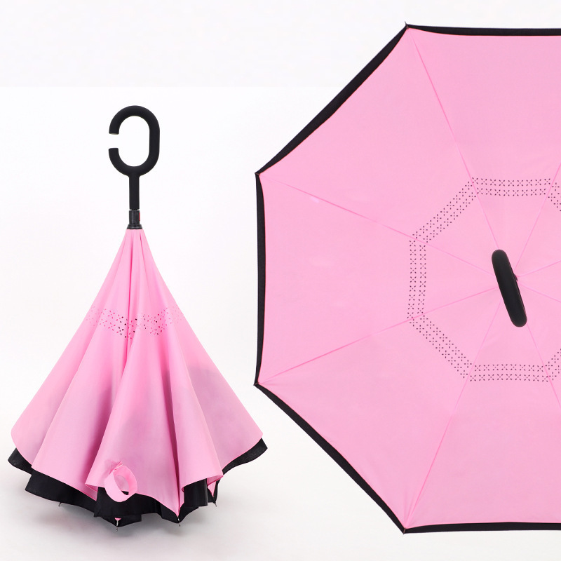 Red umbrella wholesale large size free hand sun and rain inverted double umbrella with custom logo