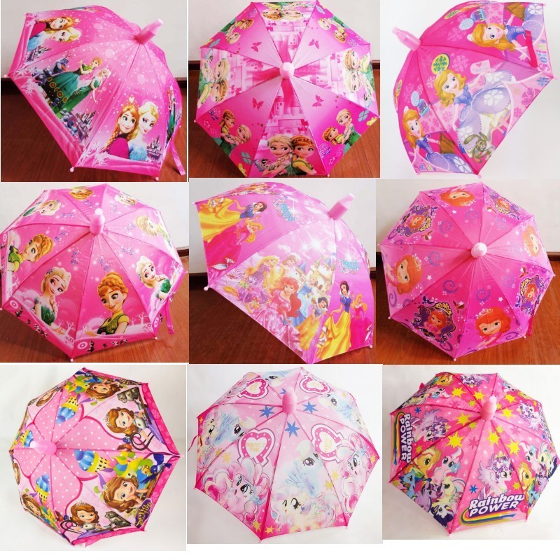 Kids Umbrella Cute Umbrella Cartoon Character Print Auto Umbrella Frozen Princess Elsa