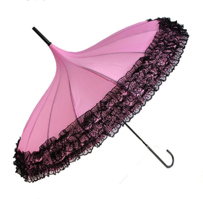 wholesale fashion design princess lace umbrella for wedding, beautiful umbrella for ladies, white color straight umbrella