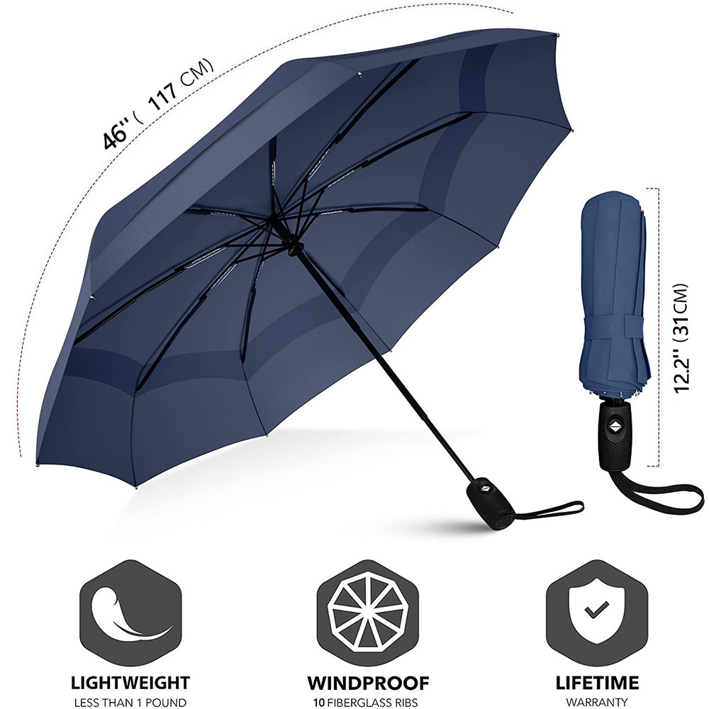 Amazon's best selling three fold umbrella fully automatic one button open and close windproof umbrella