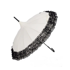 wholesale fashion design princess lace umbrella for wedding, beautiful umbrella for ladies, white color straight umbrella