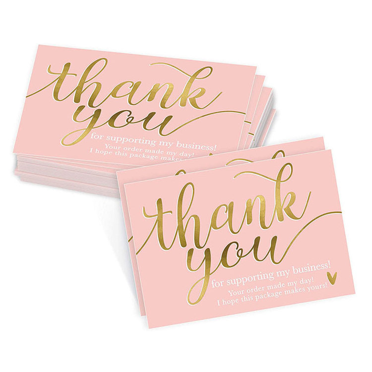 Custom Holographic Pink Thank You Cards Printing for Business Large Size 3.5x5 inches Pink Thank You Cards