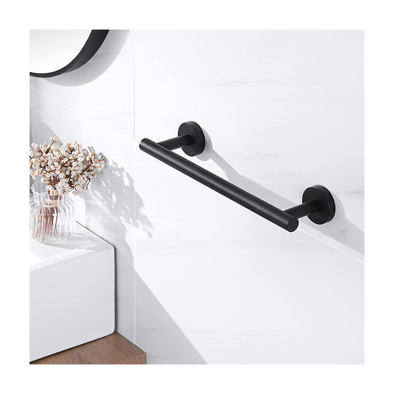 50cm Long Stainless Steel Bedroom& Bathroom Black Towel Rail Bar Holder Rack Drilling Wall Mounted