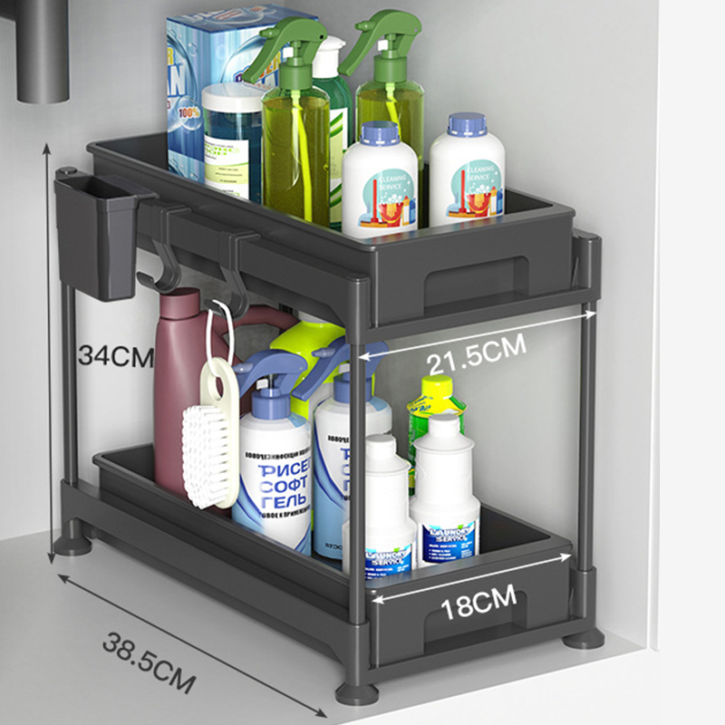 New 2 Pack Sliding Cabinet Basket Organizer Drawers Stainless Tall Unit Pull Out Basket Spice Rack Under Sink Organizer Rack