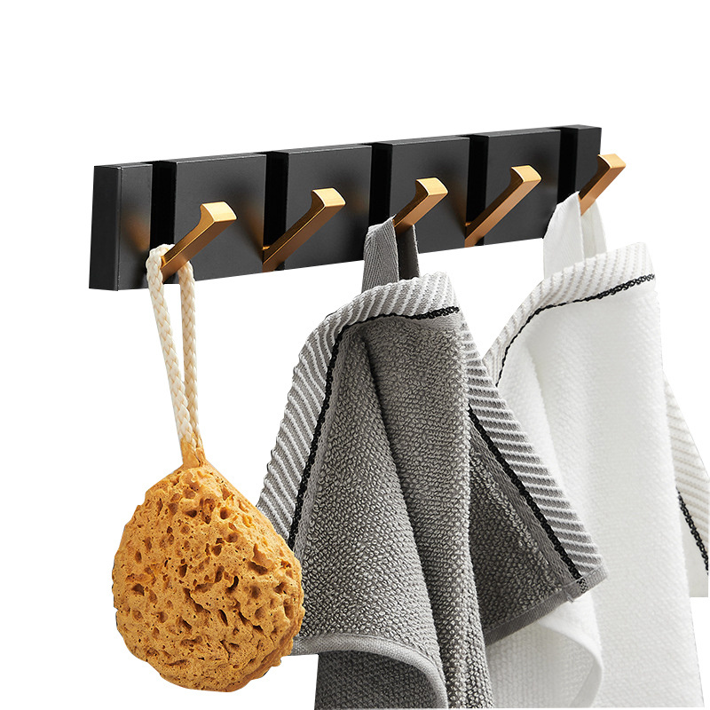 3 4 5 6 7 8 Waterproof Black Gold Heavy Duty Folding Clothes Hook Wall Mount Cloth Hooks Coat Rack