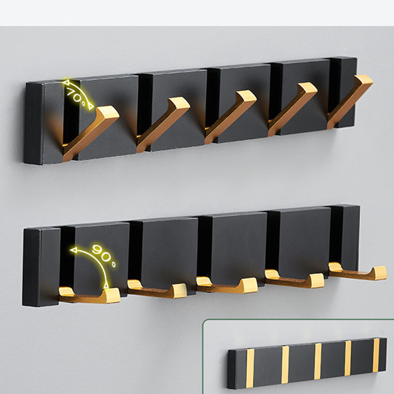 Folded Invisible Black Gold Adhesive Wall Metal Robe Coat Rack Clothes Towel Hooks Kitchen And Bathroom Hook