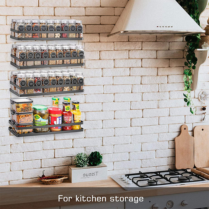 DIY 4Pcs Pack Under Shelf Spice Rack Small Metal Wire Storage Basket Seasoning Holder Organizer Storage Rack