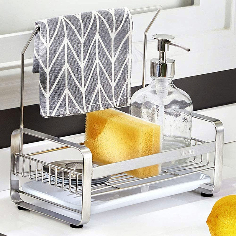 Stainless Steel Standing Countertop Kitchen Sink Organizer Caddy Sponge Rack Holder Large Kitchen Accessories