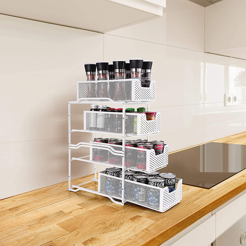 Hot Selling Kitchen Shelf 2-Tier Under Sink Storage And Organization White Under Sink Sliding Shelf Two Tier