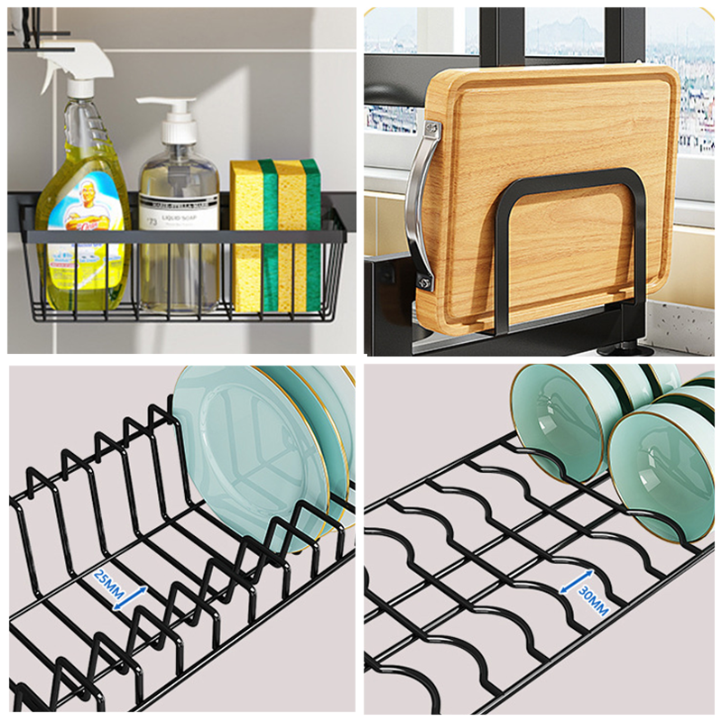 Expandable Roll Up Plastic Sink Organizer Kitchen Dish Drying Drainer Rack With Cover Chopsticks Bowls And Dish Racks  Storage