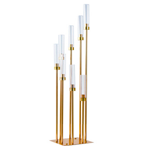 Made In China Gold Candelabra Wedding Centerpieces Candle Stick Stands Luxury Tall Vases For Centerpieces Wedding Gold