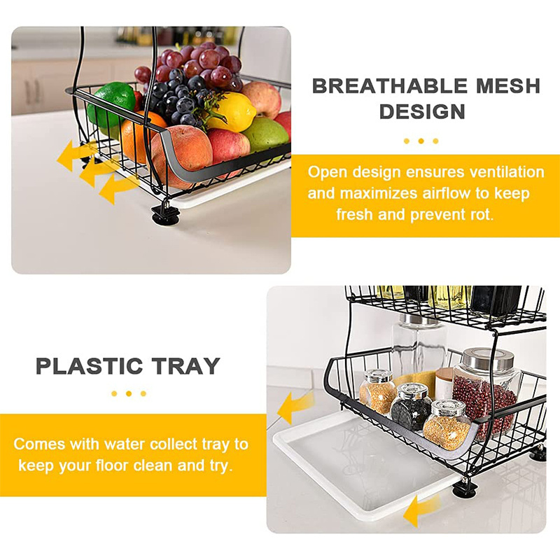 Stackable Foldable Kitchen Storage Trolley Rotatable Shelf 2/3/4/5 Layers Vegetable Display Rack Stand For Kitchen 3 Tier