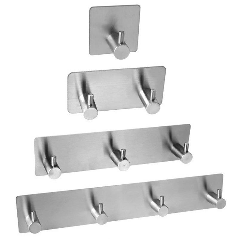 Waterproof Oil Proof 4 Hooks Self Adhesive Hanging Hooks Stainless Steel For Hanging Heavy Duty Wall Mounted