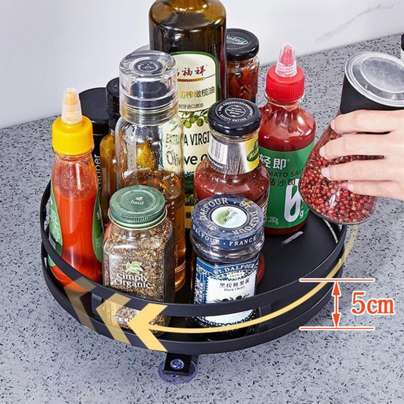 Hot Sell 360 Degree Rotating Kitchen Spice Holder Tabletop Spice Storage Rack Space Saver Seasoning Rack Shelf