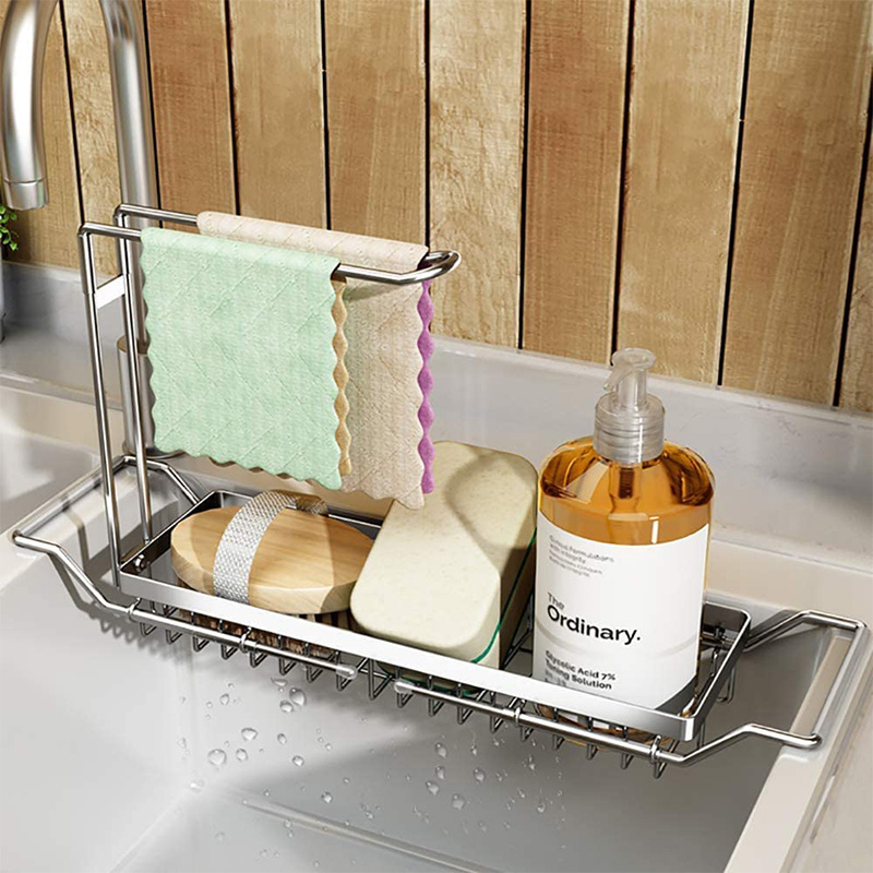 New Kitchen Bathroom Cabinet Storage Rack Under The Kitchen Sink Organizer 2 Tier Stainless Kitchen Basket Sink Caddy Organizer