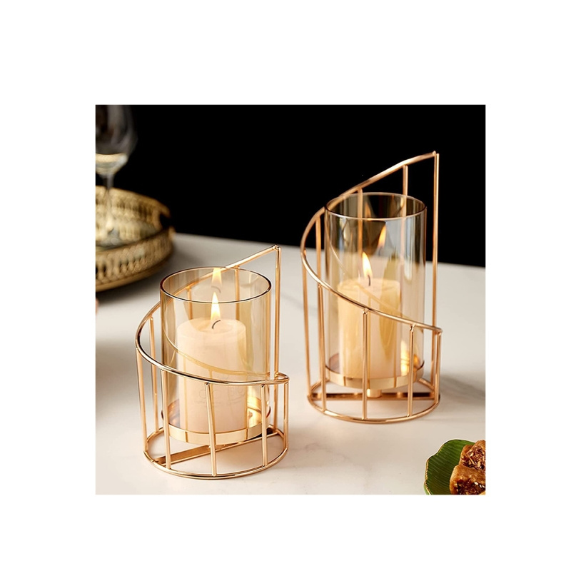 Nordic Glass Tea Light Holder Home Decorative Pillar Candle Holder Lanterns and Candle Jars Tabletop Centerpieces