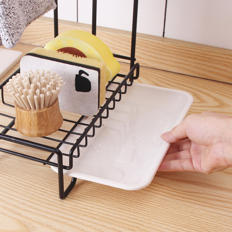 Hot Sell Collapsible Shelving Kitchen Sponge Holder Dish Towel Rack Under Narrow Bath Sink Sieve  Pull Out Cabinet Organizer