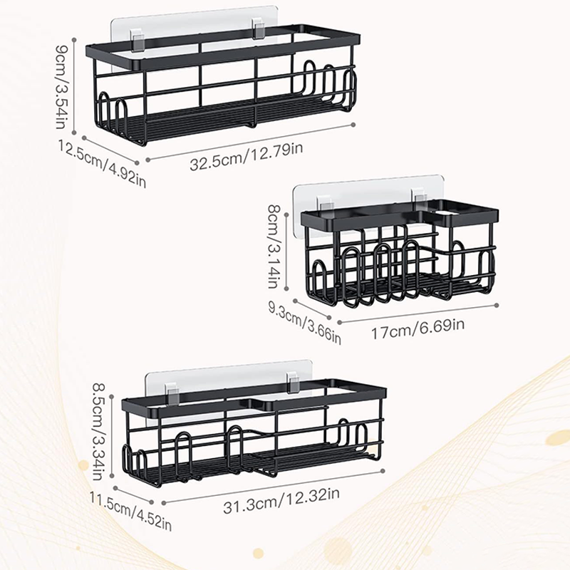 Factory Supply Discount Price Wholesale Bathroom Accessories Black Shower Caddy Toilet Corner Rack