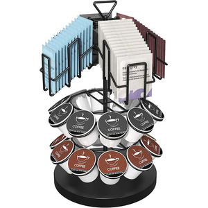 2 In 1 20Pcs K Cups Rotary Coffee Capsule Holder For Metal Coffee Cup Holder Station Organizer K Cup Coffee Pod Organizer Holder