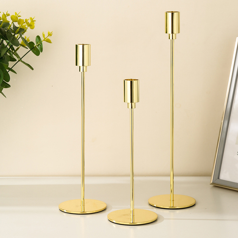 Wholesale Metal Taper Gold Candlestick Holders Candle Stick Set Table Centerpieces for Home Wedding Decoration