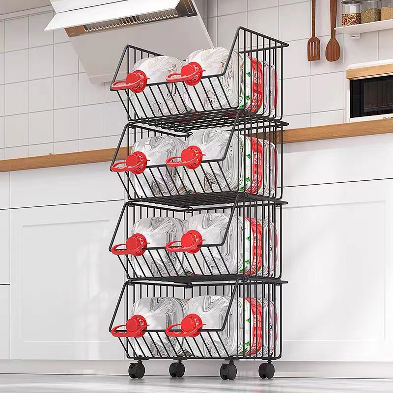 1/2/3/4/5 Tier Multi Purpose Stable Rotating Rolling Kitchen Trolley Cart Fruit Vegetable Basket Shelf Kitchen Storage Organizer