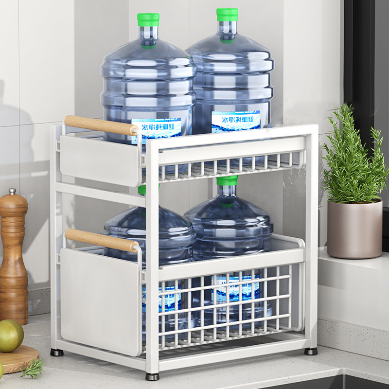 Bathroom Kitchen 2 Tier Under Sink Rack Shelf Double Layer Holder Cabinet Storage Organizer Clothes Sliding Drawer Bedroom