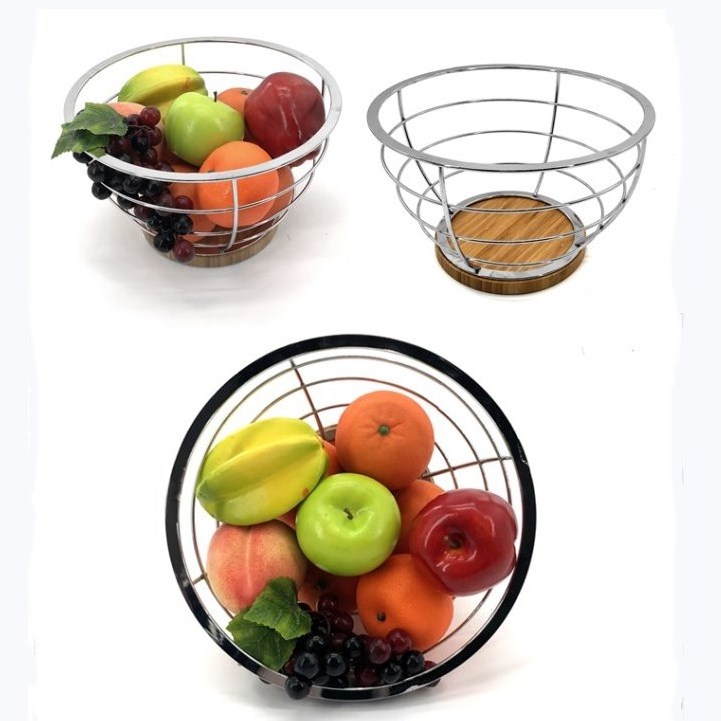 Custom Size Reliable And Cheap Bamboo Cloth Bamboo Bread Basket Picnic Food Drying Rack Iron Wire Basket