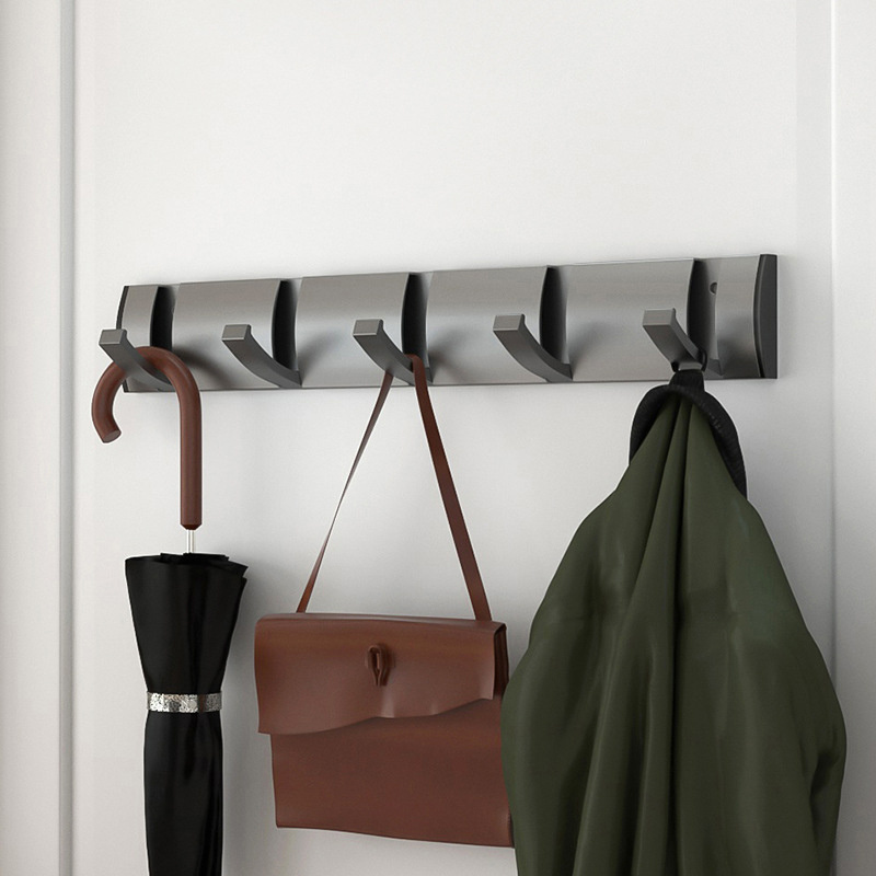 Large Capacity 6Hooks Design Door Coat Clothes Hooks Towel Clothes Wall Mounted Hanger Robe Hook