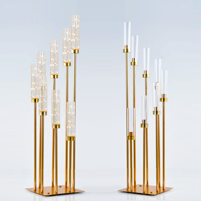 Low Moq Centerpiece Candelabra Everlasting Candle Metal Stick Floor Candle Stands Tall Glass Candle Holders