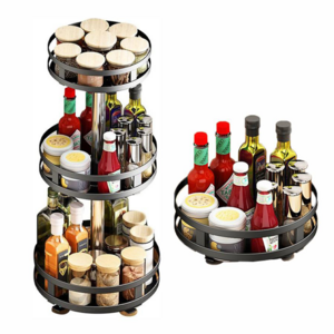 Hot Sell 360 Degree Rotating Kitchen Spice Holder Tabletop Spice Storage Rack Space Saver Seasoning Rack Shelf