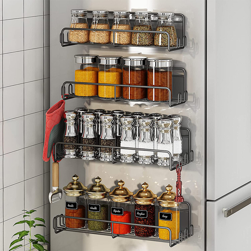 Hot Sale Cabinet Organizer No Drilling Wall Mounted Spice Holder Bottle Organizer Rustproof Seasoning Storage Rack