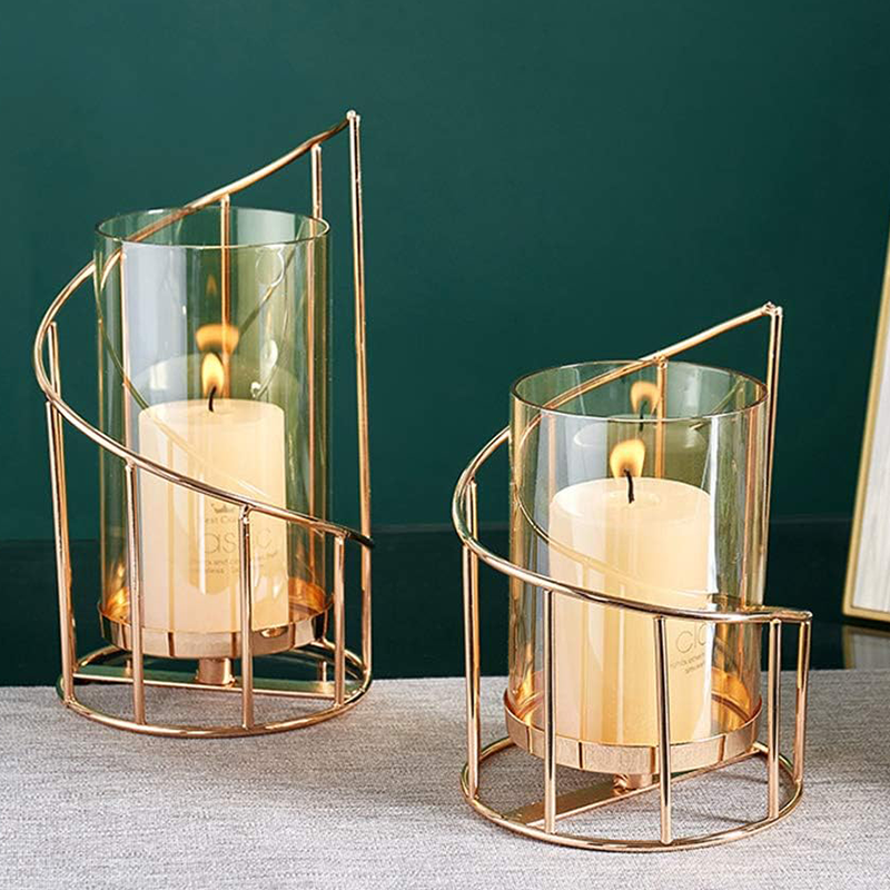 Christmas Gift Gold Decorative Glass Candle Holder Wedding High Quality Metal Votive Tea Light Candle Holder Lantern