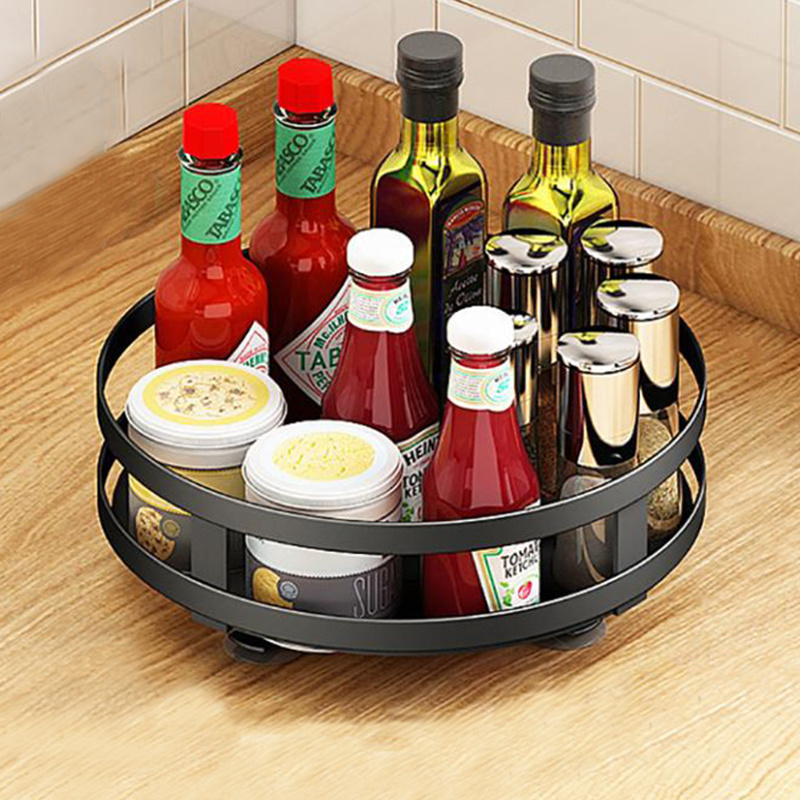 Hot Sell 360 Degree Rotating Kitchen Spice Holder Tabletop Spice Storage Rack Space Saver Seasoning Rack Shelf