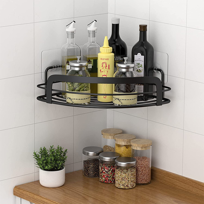 New Arrival Bathroom Shelf Shower Wall Mount Shampoo Storage Holder No Drilling Kitchen Storage Bathroom Accessories