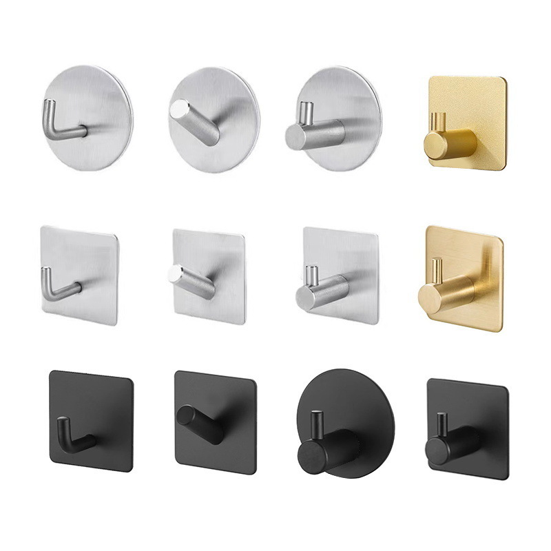 adhesive hooks wall hangers stainless steel stick on bathroom hooks adhesive wall metal robe coat rack clothes hooks