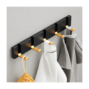 Folded Invisible Black Gold Adhesive Wall Metal Robe Coat Rack Clothes Towel Hooks Kitchen And Bathroom Hook