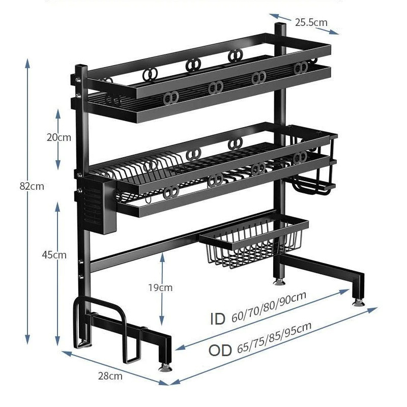 Factory Adjustable Over The Sink Dish Drying Drain  Rack Large-Sized Sink And Tray Storage Rack 2 Layer Dish Drainer Organizer