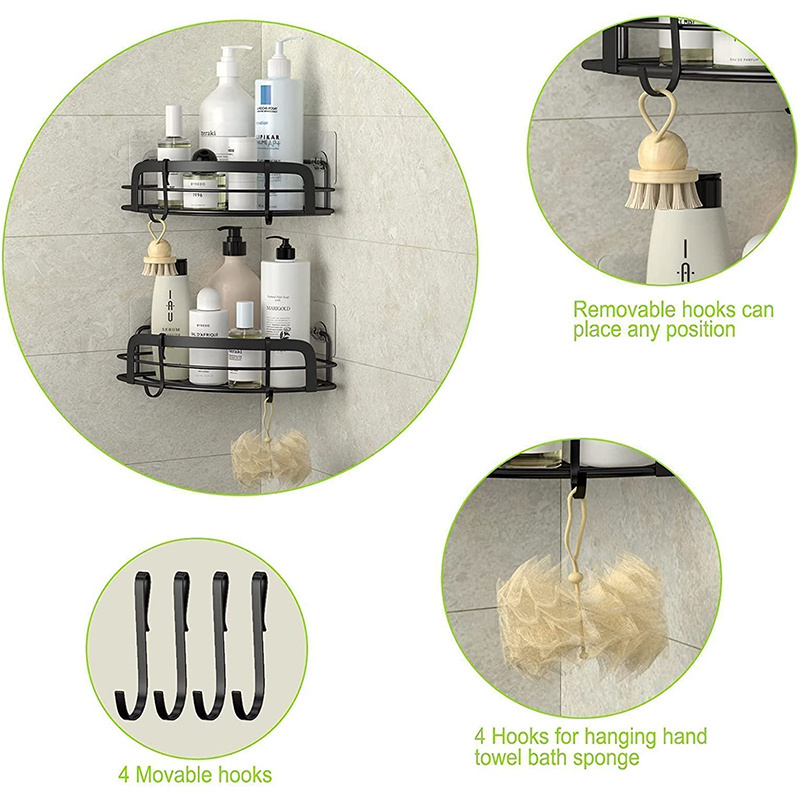 New Arrival Bathroom Shelf Shower Wall Mount Shampoo Storage Holder No Drilling Kitchen Storage Bathroom Accessories