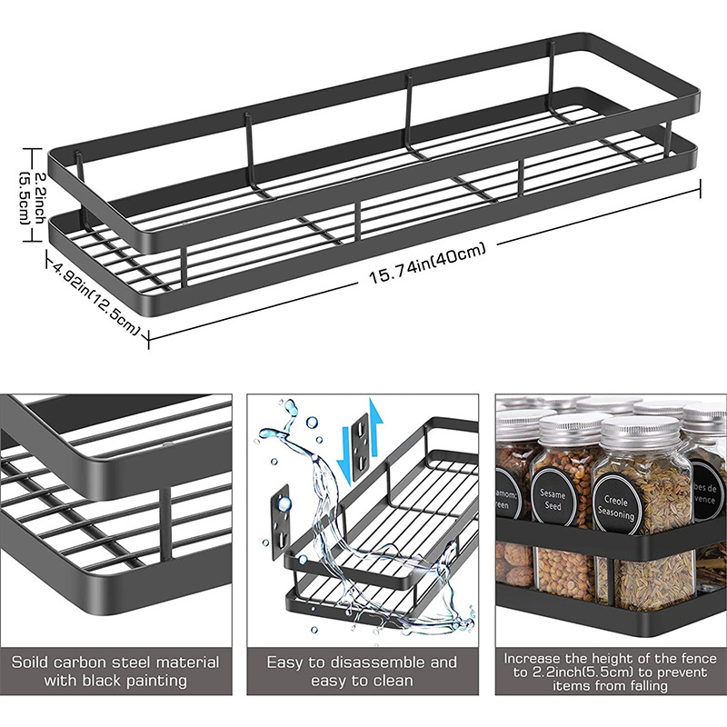 DIY 4Pcs Pack Under Shelf Spice Rack Small Metal Wire Storage Basket Seasoning Holder Organizer Storage Rack