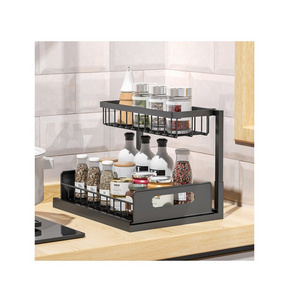 2 Tier Under Sink Organizer Hot Sell 2023 Kitchen Cabinet Under Sink Organizer Sliding Cabinet Organizer Rack