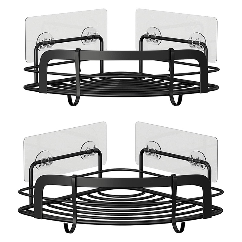 Bathroom Shelf Stainless Steel Black Corner Shower Rack Storage Triangle Shape Shower Caddy 2 Pack